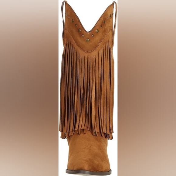 Walnut Brown Fringe Boho Western Boots - Picture 4 of 5